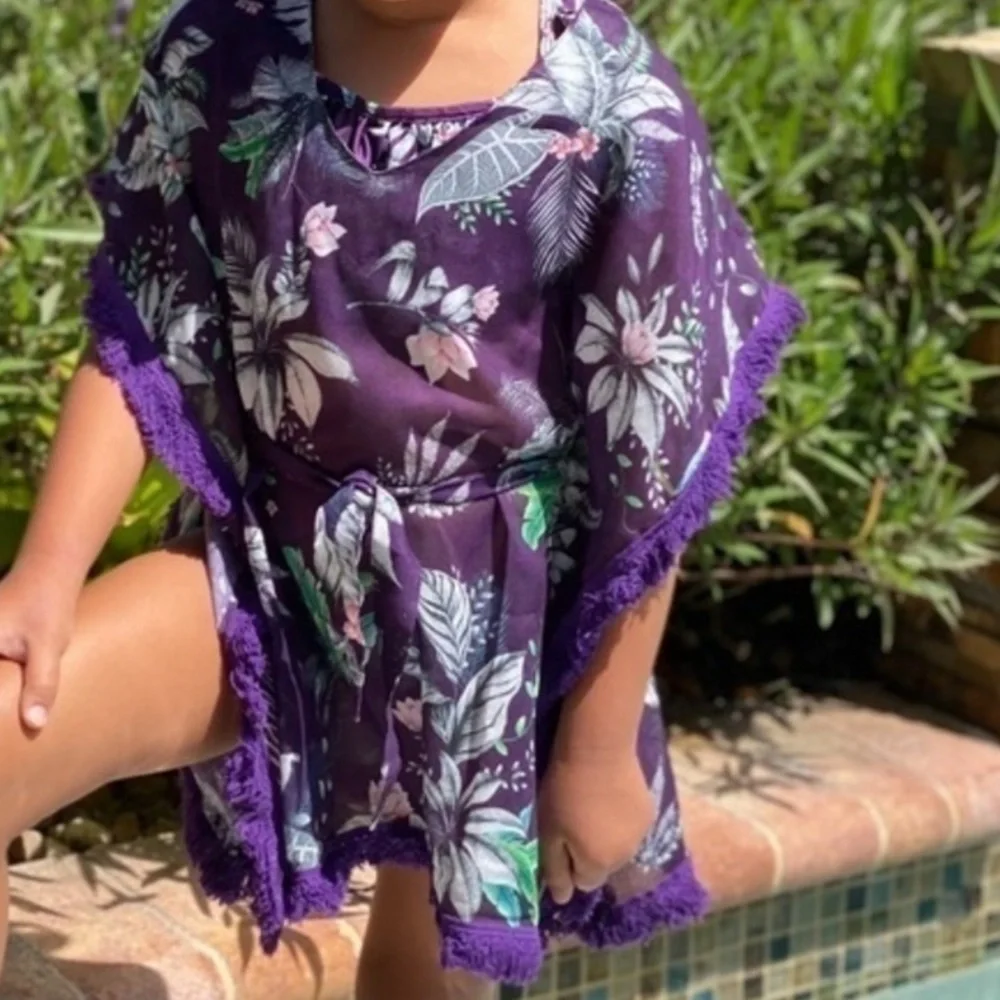 Agua Bendita Girls Iris Tunic Wisteria Swim Cover Up